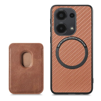 For Xiaomi Poco M6 Pro 4G / Redmi Note 13 Pro 4G Case Carbon Fiber Leather Back Cover with Detachable Magnetic Card Bag