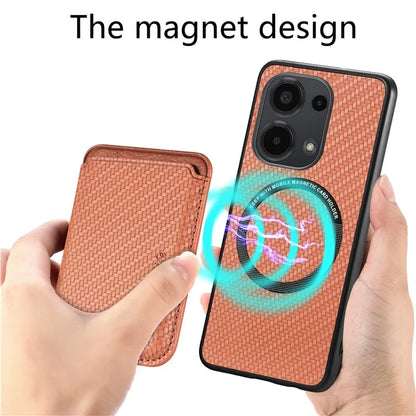 For Xiaomi Poco M6 Pro 4G / Redmi Note 13 Pro 4G Case Carbon Fiber Leather Back Cover with Detachable Magnetic Card Bag