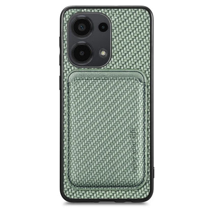 For Xiaomi Poco M6 Pro 4G / Redmi Note 13 Pro 4G Case Carbon Fiber Leather Back Cover with Detachable Magnetic Card Bag