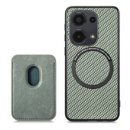 For Xiaomi Poco M6 Pro 4G / Redmi Note 13 Pro 4G Case Carbon Fiber Leather Back Cover with Detachable Magnetic Card Bag