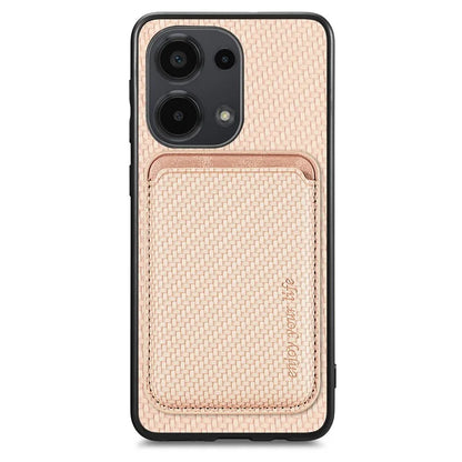 For Xiaomi Poco M6 Pro 4G / Redmi Note 13 Pro 4G Case Carbon Fiber Leather Back Cover with Detachable Magnetic Card Bag