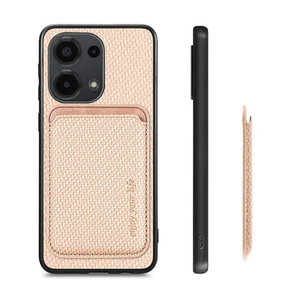 For Xiaomi Poco M6 Pro 4G / Redmi Note 13 Pro 4G Case Carbon Fiber Leather Back Cover with Detachable Magnetic Card Bag