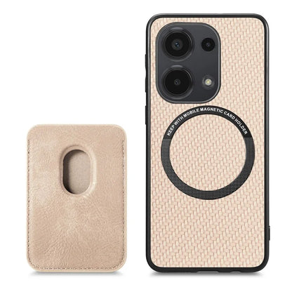 For Xiaomi Poco M6 Pro 4G / Redmi Note 13 Pro 4G Case Carbon Fiber Leather Back Cover with Detachable Magnetic Card Bag
