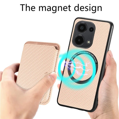 For Xiaomi Poco M6 Pro 4G / Redmi Note 13 Pro 4G Case Carbon Fiber Leather Back Cover with Detachable Magnetic Card Bag