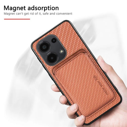 For Xiaomi Poco M6 Pro 4G / Redmi Note 13 Pro 4G Case Carbon Fiber Leather Back Cover with Detachable Magnetic Card Bag