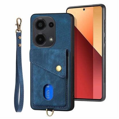 D1 For Xiaomi Poco M6 Pro 4G / Redmi Note 13 Pro 4G Retro Case Card Slot Kickstand Leather + TPU Phone Cover