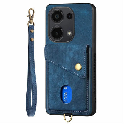 D1 For Xiaomi Poco M6 Pro 4G / Redmi Note 13 Pro 4G Retro Case Card Slot Kickstand Leather + TPU Phone Cover