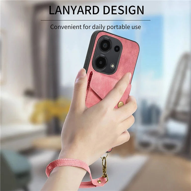 D1 For Xiaomi Poco M6 Pro 4G / Redmi Note 13 Pro 4G Retro Case Card Slot Kickstand Leather + TPU Phone Cover