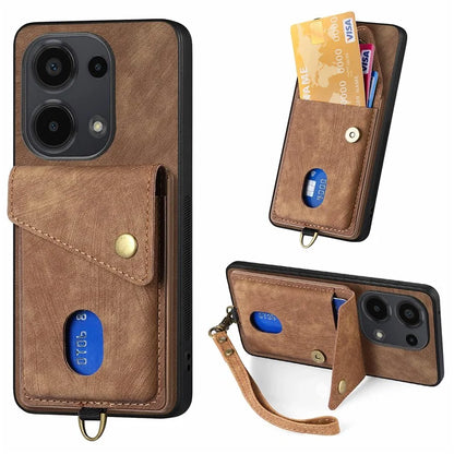 D1 For Xiaomi Poco M6 Pro 4G / Redmi Note 13 Pro 4G Retro Case Card Slot Kickstand Leather + TPU Phone Cover