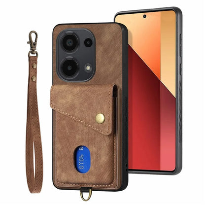 D1 For Xiaomi Poco M6 Pro 4G / Redmi Note 13 Pro 4G Retro Case Card Slot Kickstand Leather + TPU Phone Cover