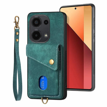 D1 For Xiaomi Poco M6 Pro 4G / Redmi Note 13 Pro 4G Retro Case Card Slot Kickstand Leather + TPU Phone Cover