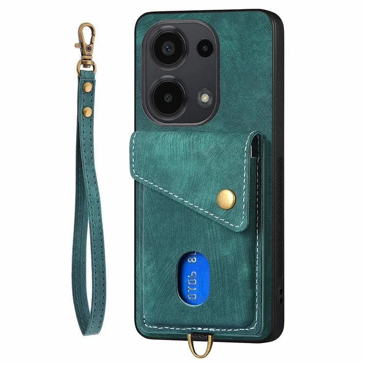 D1 For Xiaomi Poco M6 Pro 4G / Redmi Note 13 Pro 4G Retro Case Card Slot Kickstand Leather + TPU Phone Cover