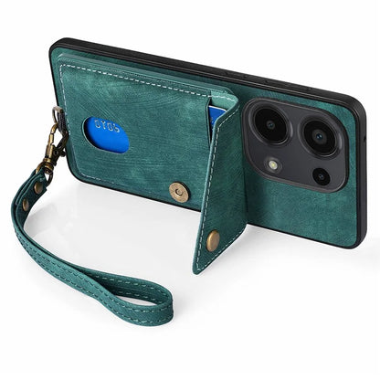 D1 For Xiaomi Poco M6 Pro 4G / Redmi Note 13 Pro 4G Retro Case Card Slot Kickstand Leather + TPU Phone Cover