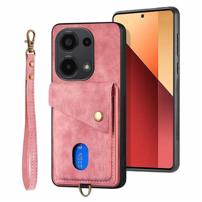 D1 For Xiaomi Poco M6 Pro 4G / Redmi Note 13 Pro 4G Retro Case Card Slot Kickstand Leather + TPU Phone Cover