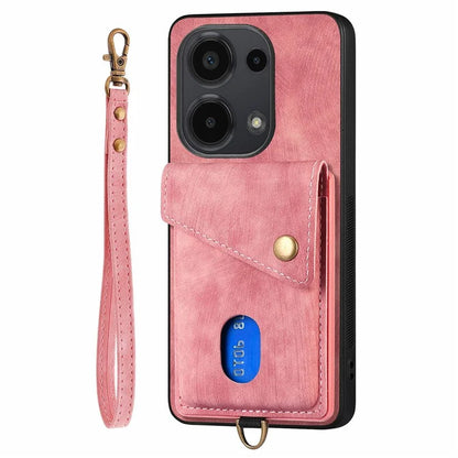 D1 For Xiaomi Poco M6 Pro 4G / Redmi Note 13 Pro 4G Retro Case Card Slot Kickstand Leather + TPU Phone Cover