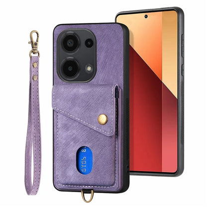 D1 For Xiaomi Poco M6 Pro 4G / Redmi Note 13 Pro 4G Retro Case Card Slot Kickstand Leather + TPU Phone Cover