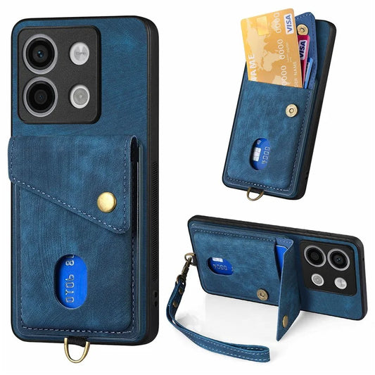D1 For Xiaomi Poco X6 5G / Redmi Note 13 Pro 5G Retro Case Card Slot Kickstand Leather + TPU Phone Cover