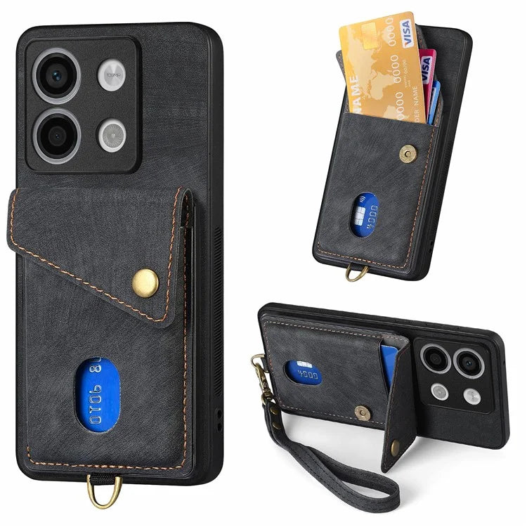D1 For Xiaomi Poco X6 5G / Redmi Note 13 Pro 5G Retro Case Card Slot Kickstand Leather + TPU Phone Cover