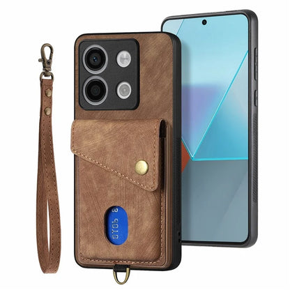 D1 For Xiaomi Poco X6 5G / Redmi Note 13 Pro 5G Retro Case Card Slot Kickstand Leather + TPU Phone Cover