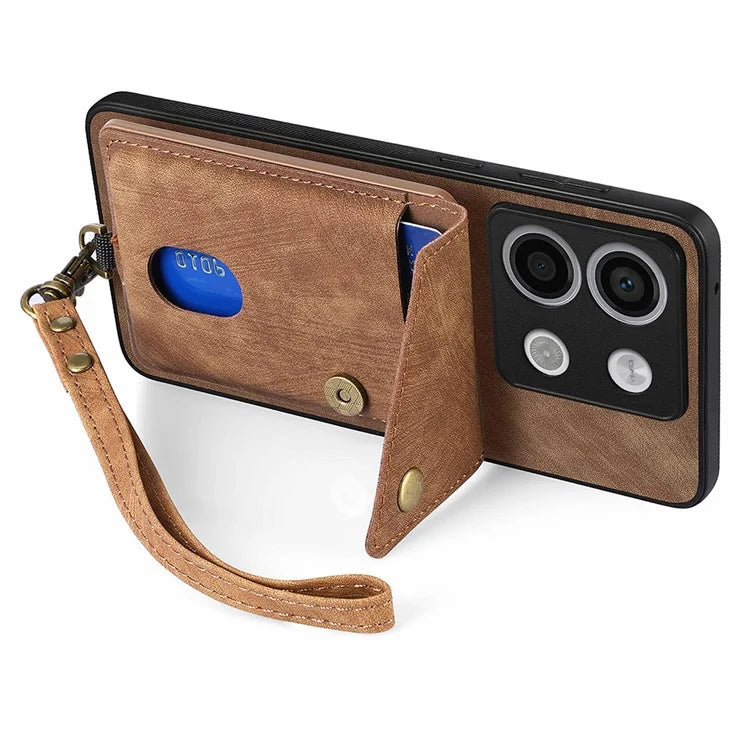 D1 For Xiaomi Poco X6 5G / Redmi Note 13 Pro 5G Retro Case Card Slot Kickstand Leather + TPU Phone Cover
