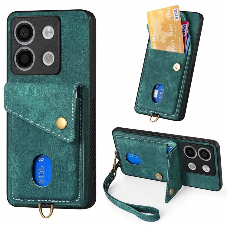 D1 For Xiaomi Poco X6 5G / Redmi Note 13 Pro 5G Retro Case Card Slot Kickstand Leather + TPU Phone Cover