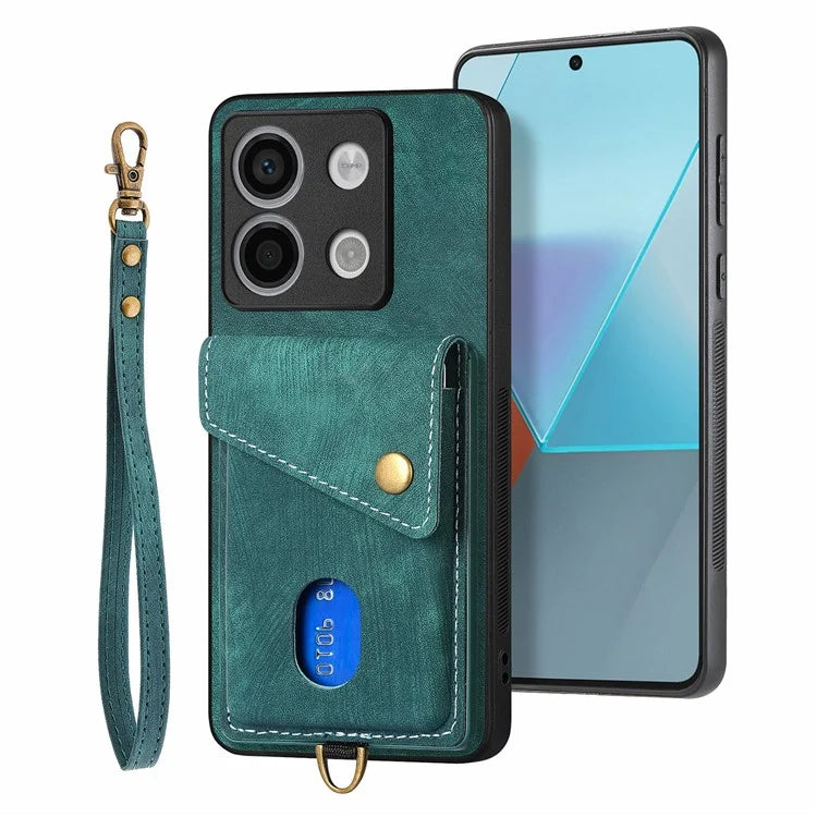 D1 For Xiaomi Poco X6 5G / Redmi Note 13 Pro 5G Retro Case Card Slot Kickstand Leather + TPU Phone Cover