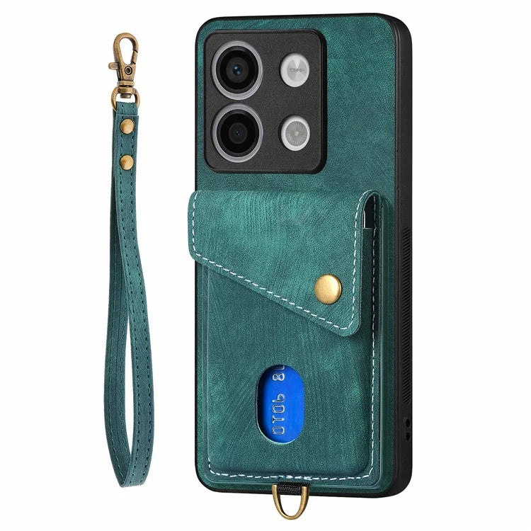 D1 For Xiaomi Poco X6 5G / Redmi Note 13 Pro 5G Retro Case Card Slot Kickstand Leather + TPU Phone Cover