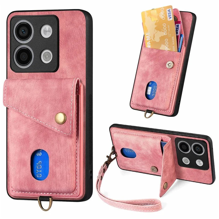 D1 For Xiaomi Poco X6 5G / Redmi Note 13 Pro 5G Retro Case Card Slot Kickstand Leather + TPU Phone Cover