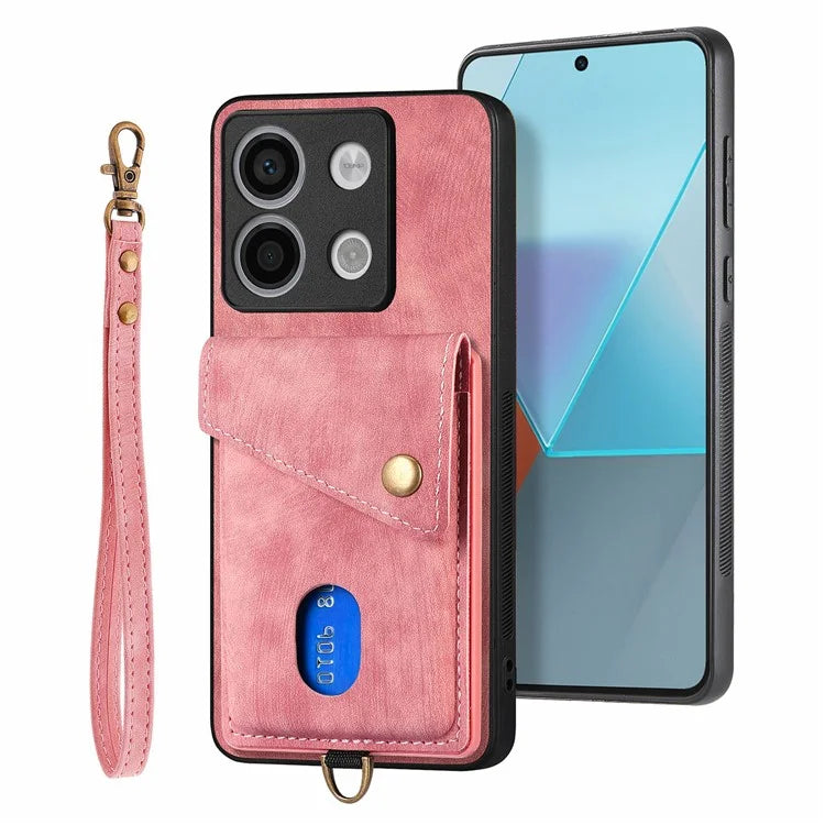 D1 For Xiaomi Poco X6 5G / Redmi Note 13 Pro 5G Retro Case Card Slot Kickstand Leather + TPU Phone Cover