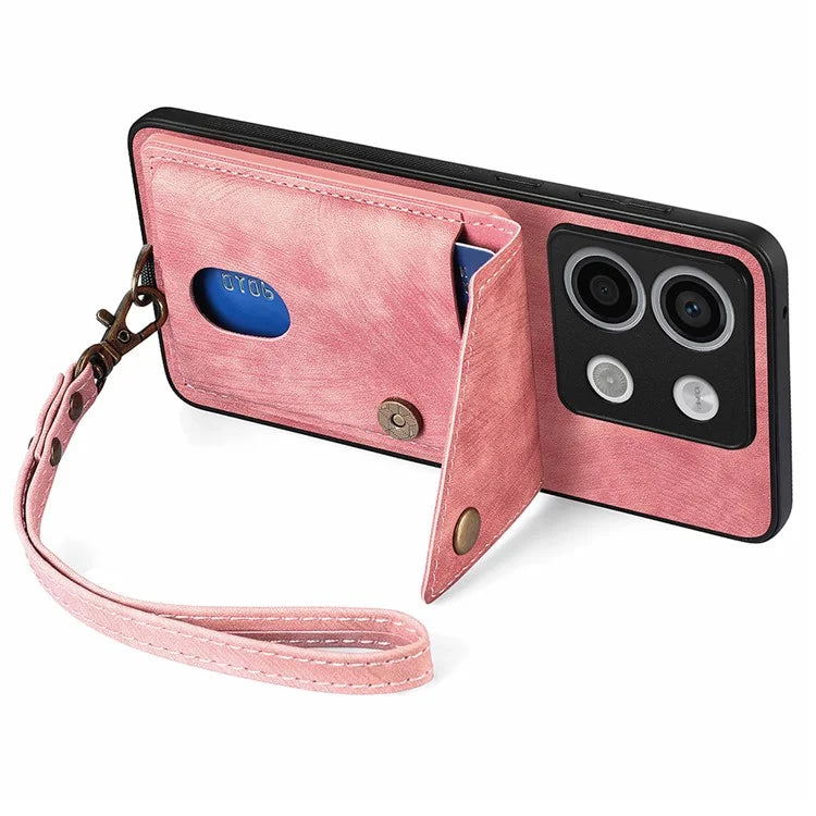 D1 For Xiaomi Poco X6 5G / Redmi Note 13 Pro 5G Retro Case Card Slot Kickstand Leather + TPU Phone Cover