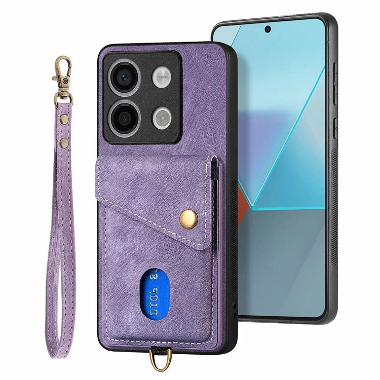 D1 For Xiaomi Poco X6 5G / Redmi Note 13 Pro 5G Retro Case Card Slot Kickstand Leather + TPU Phone Cover