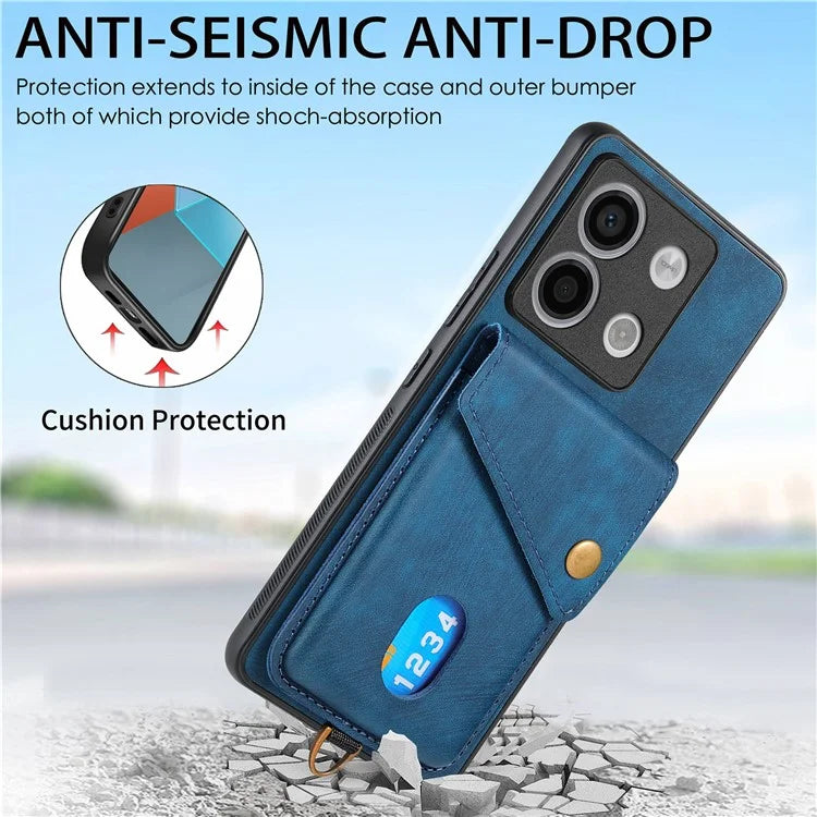 D1 For Xiaomi Poco X6 5G / Redmi Note 13 Pro 5G Retro Case Card Slot Kickstand Leather + TPU Phone Cover