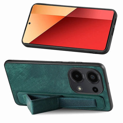 D11 For Xiaomi Poco M6 Pro 4G / Redmi Note 13 Pro 4G Case Wristband Leather + TPU Phone Cover