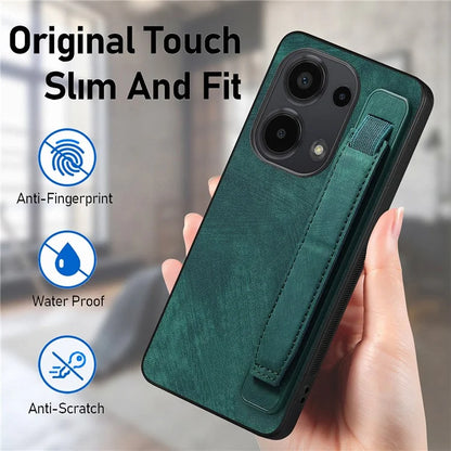 D11 For Xiaomi Poco M6 Pro 4G / Redmi Note 13 Pro 4G Case Wristband Leather + TPU Phone Cover