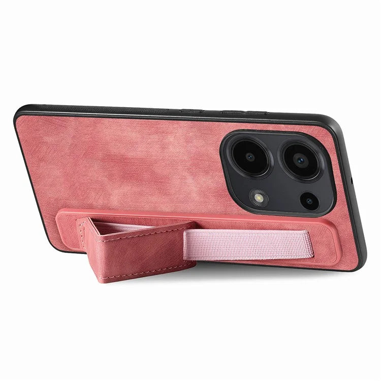 D11 For Xiaomi Poco M6 Pro 4G / Redmi Note 13 Pro 4G Case Wristband Leather + TPU Phone Cover