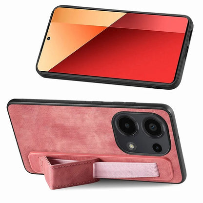 D11 For Xiaomi Poco M6 Pro 4G / Redmi Note 13 Pro 4G Case Wristband Leather + TPU Phone Cover