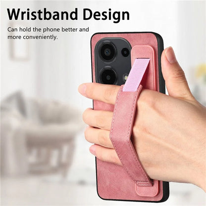 D11 For Xiaomi Poco M6 Pro 4G / Redmi Note 13 Pro 4G Case Wristband Leather + TPU Phone Cover