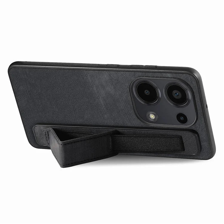 D11 For Xiaomi Poco M6 Pro 4G / Redmi Note 13 Pro 4G Case Wristband Leather + TPU Phone Cover