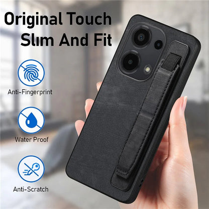 D11 For Xiaomi Poco M6 Pro 4G / Redmi Note 13 Pro 4G Case Wristband Leather + TPU Phone Cover