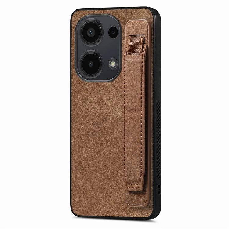 D11 For Xiaomi Poco M6 Pro 4G / Redmi Note 13 Pro 4G Case Wristband Leather + TPU Phone Cover