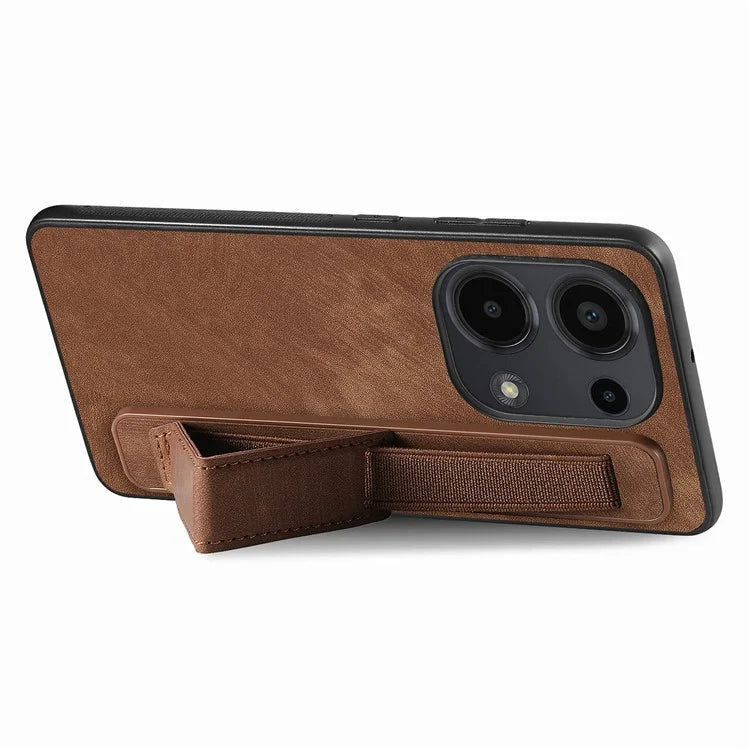D11 For Xiaomi Poco M6 Pro 4G / Redmi Note 13 Pro 4G Case Wristband Leather + TPU Phone Cover