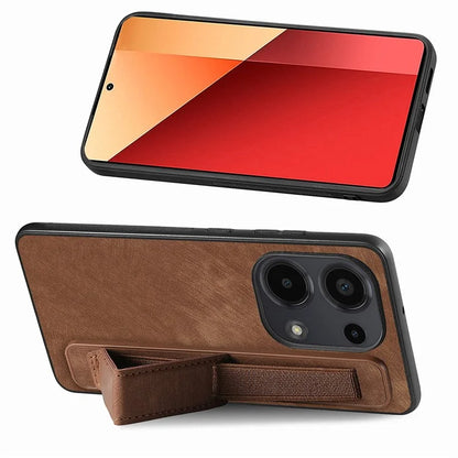D11 For Xiaomi Poco M6 Pro 4G / Redmi Note 13 Pro 4G Case Wristband Leather + TPU Phone Cover