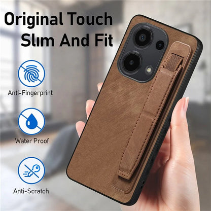 D11 For Xiaomi Poco M6 Pro 4G / Redmi Note 13 Pro 4G Case Wristband Leather + TPU Phone Cover