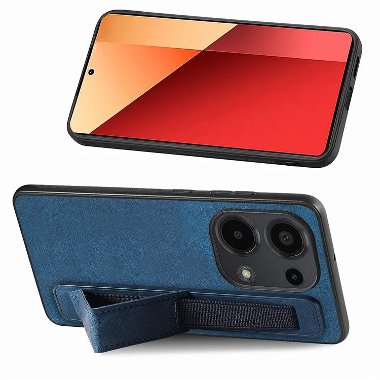 D11 For Xiaomi Poco M6 Pro 4G / Redmi Note 13 Pro 4G Case Wristband Leather + TPU Phone Cover