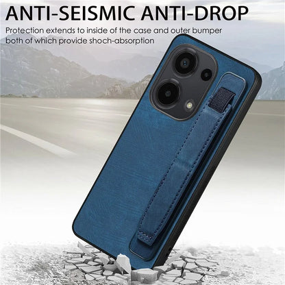 D11 For Xiaomi Poco M6 Pro 4G / Redmi Note 13 Pro 4G Case Wristband Leather + TPU Phone Cover