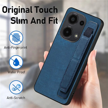 D11 For Xiaomi Poco M6 Pro 4G / Redmi Note 13 Pro 4G Case Wristband Leather + TPU Phone Cover
