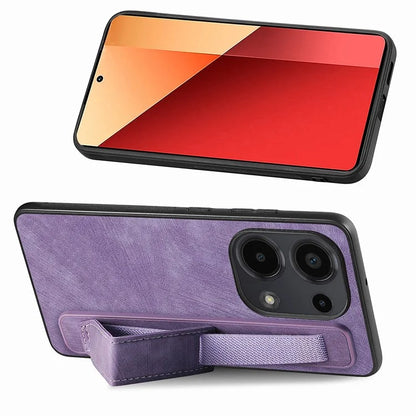 D11 For Xiaomi Poco M6 Pro 4G / Redmi Note 13 Pro 4G Case Wristband Leather + TPU Phone Cover
