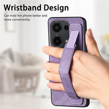 D11 For Xiaomi Poco M6 Pro 4G / Redmi Note 13 Pro 4G Case Wristband Leather + TPU Phone Cover