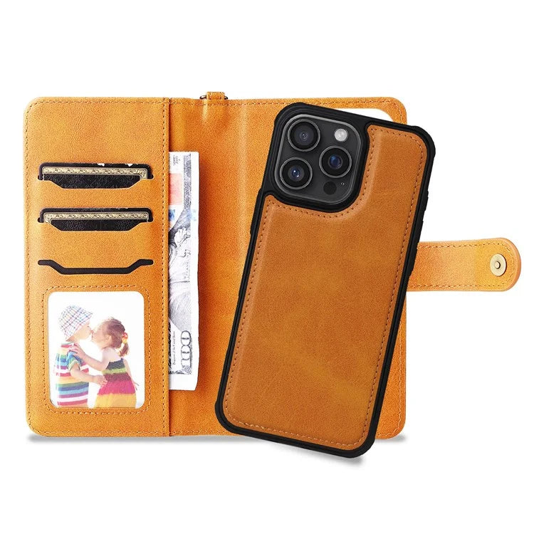 KT Leather Series-4 For iPhone 16 Pro Max Case 2 in 1 Detachable Wallet Leather Phone Cover