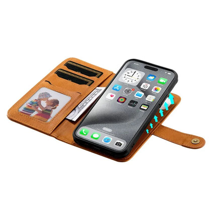 KT Leather Series-4 For iPhone 16 Pro Max Case 2 in 1 Detachable Wallet Leather Phone Cover